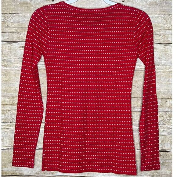 J. CREW LONG SLEEVE WIDE NECK WAFFLE KNIT CASUAL CLASSIC EVERYDAY ARTIST T  XXS - Picture 2 of 3